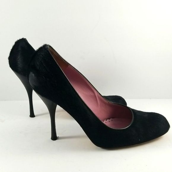 BCBGMAXAZRIA Genuine Calf Hair Black Heels Size 10M. S678 - Picture 5 of 7